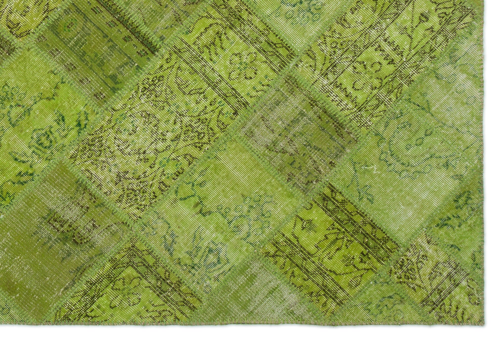 Green Over Dyed Patchwork Unique Rug 6'3'' x 9'4'' ft 191 x 285 cm