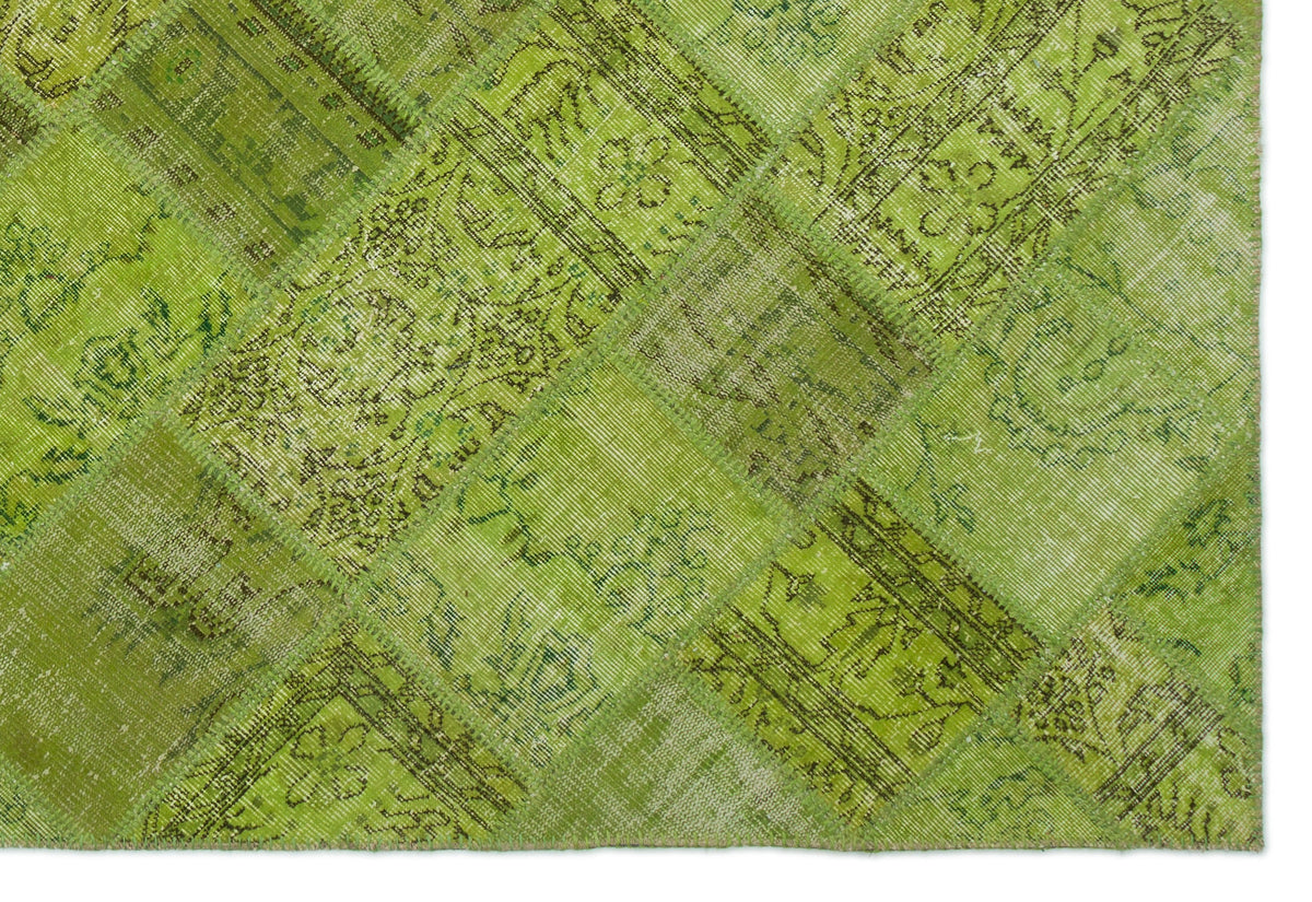 Green Over Dyed Patchwork Unique Rug 6'3'' x 9'4'' ft 191 x 285 cm