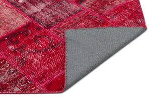 Red Over Dyed Patchwork Unique Rug 5'3'' x 7'8'' ft 161 x 233 cm