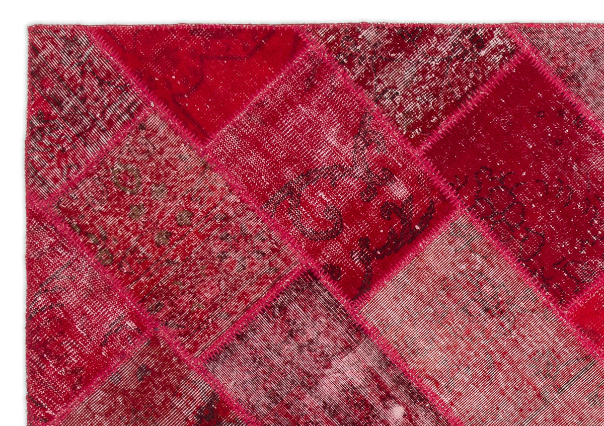 Red Over Dyed Patchwork Unique Rug 5&#39;3&#39;&#39; x 7&#39;8&#39;&#39; ft 161 x 233 cm