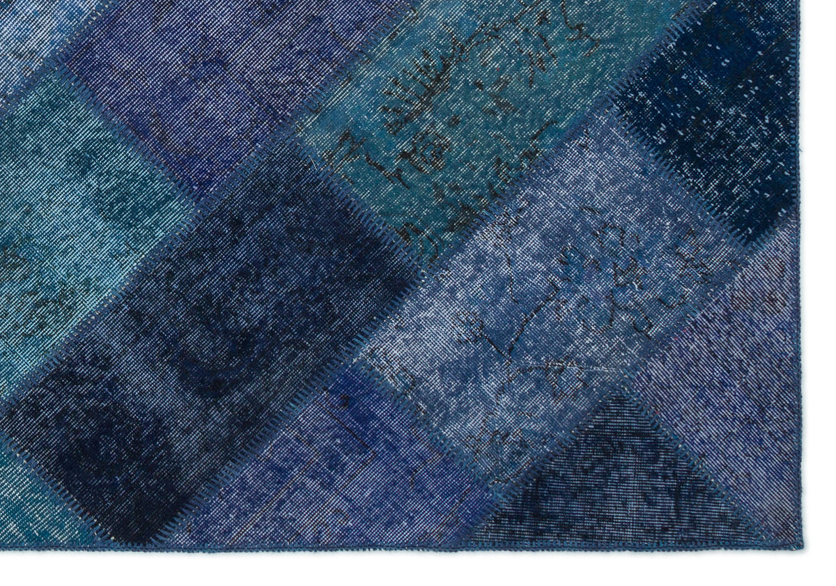 Turquoise  Over Dyed Patchwork Unique Rug 5&#39;3&#39;&#39; x 7&#39;7&#39;&#39; ft 161 x 232 cm