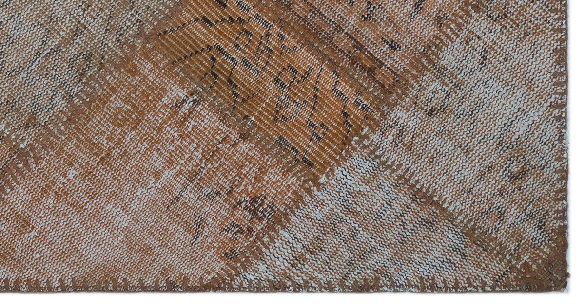 Brown Over Dyed Patchwork Unique Rug 2&#39;7&#39;&#39; x 4&#39;12&#39;&#39; ft 80 x 152 cm