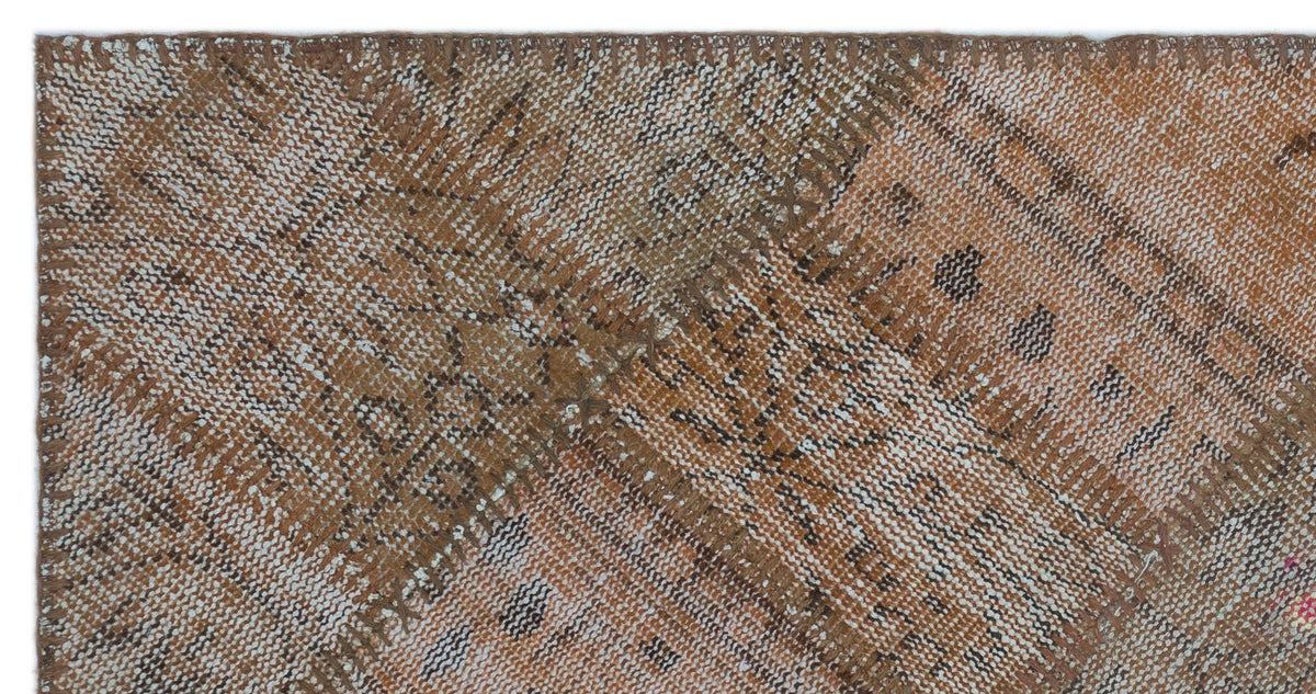 Brown Over Dyed Patchwork Unique Rug 2&#39;7&#39;&#39; x 4&#39;12&#39;&#39; ft 80 x 152 cm