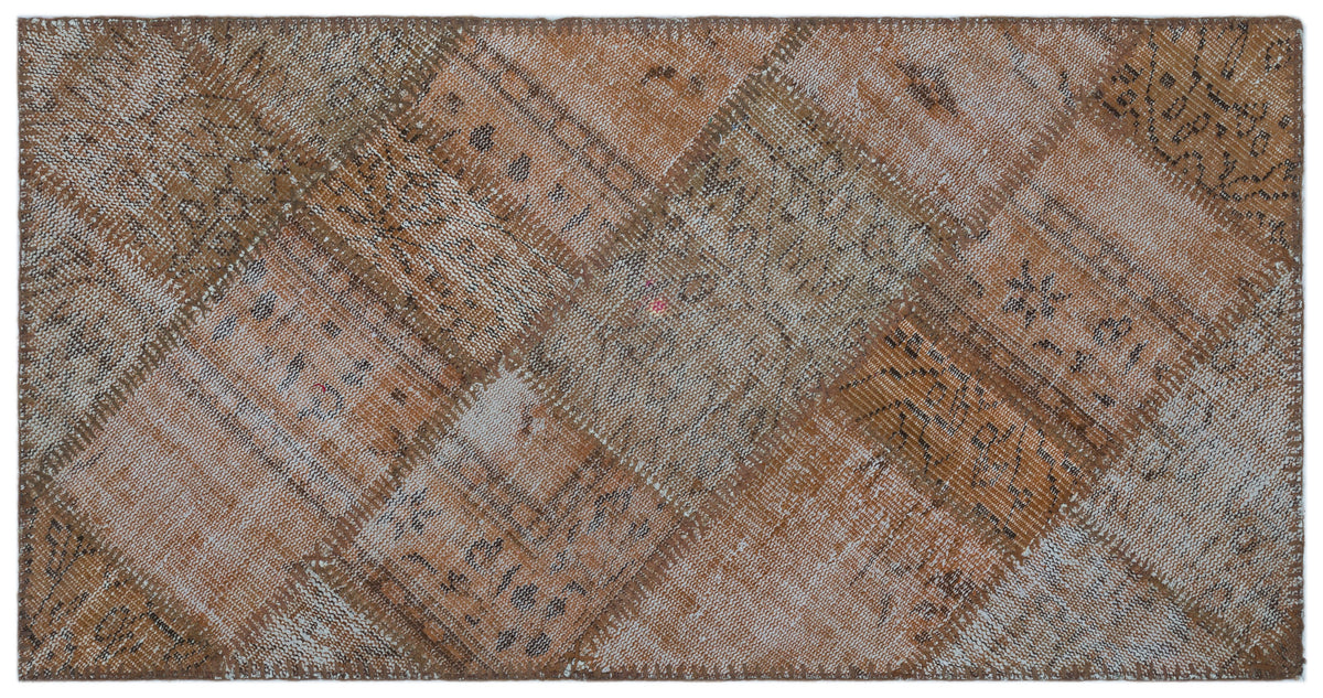 Brown Over Dyed Patchwork Unique Rug 2&#39;7&#39;&#39; x 4&#39;12&#39;&#39; ft 80 x 152 cm