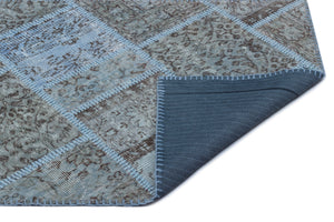 Blue Over Dyed Patchwork Unique Rug 2'8'' x 4'11'' ft 82 x 150 cm