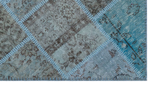 Blue Over Dyed Patchwork Unique Rug 2'8'' x 4'11'' ft 82 x 150 cm