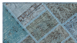 Blue Over Dyed Patchwork Unique Rug 2'8'' x 4'11'' ft 82 x 150 cm