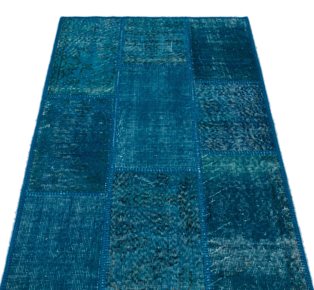 Turquoise  Over Dyed Patchwork Unique Rug 2&#39;8&#39;&#39; x 4&#39;11&#39;&#39; ft 82 x 151 cm
