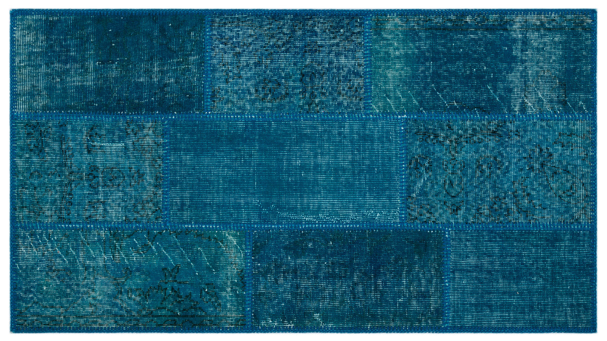 Turquoise  Over Dyed Patchwork Unique Rug 2&#39;8&#39;&#39; x 4&#39;11&#39;&#39; ft 82 x 151 cm