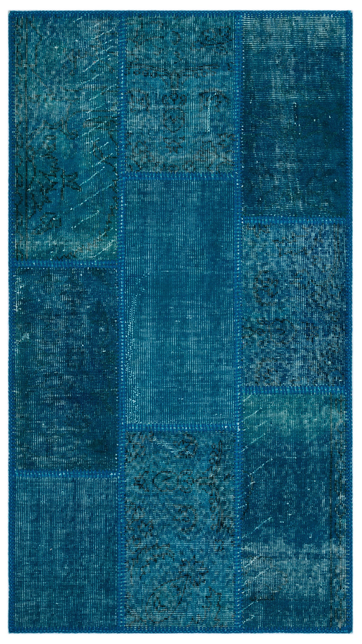 Turquoise  Over Dyed Patchwork Unique Rug 2&#39;8&#39;&#39; x 4&#39;11&#39;&#39; ft 82 x 151 cm