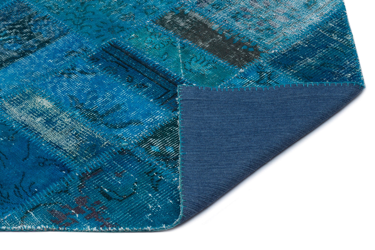 Turquoise  Over Dyed Patchwork Unique Rug 2&#39;8&#39;&#39; x 4&#39;11&#39;&#39; ft 82 x 150 cm