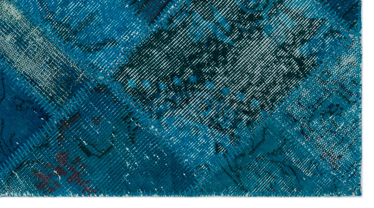 Turquoise  Over Dyed Patchwork Unique Rug 2&#39;8&#39;&#39; x 4&#39;11&#39;&#39; ft 82 x 150 cm