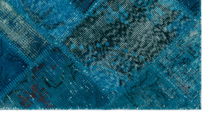 Turquoise  Over Dyed Patchwork Unique Rug 2'8'' x 4'11'' ft 82 x 150 cm