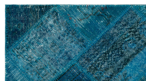 Turquoise  Over Dyed Patchwork Unique Rug 2'8'' x 4'11'' ft 82 x 150 cm