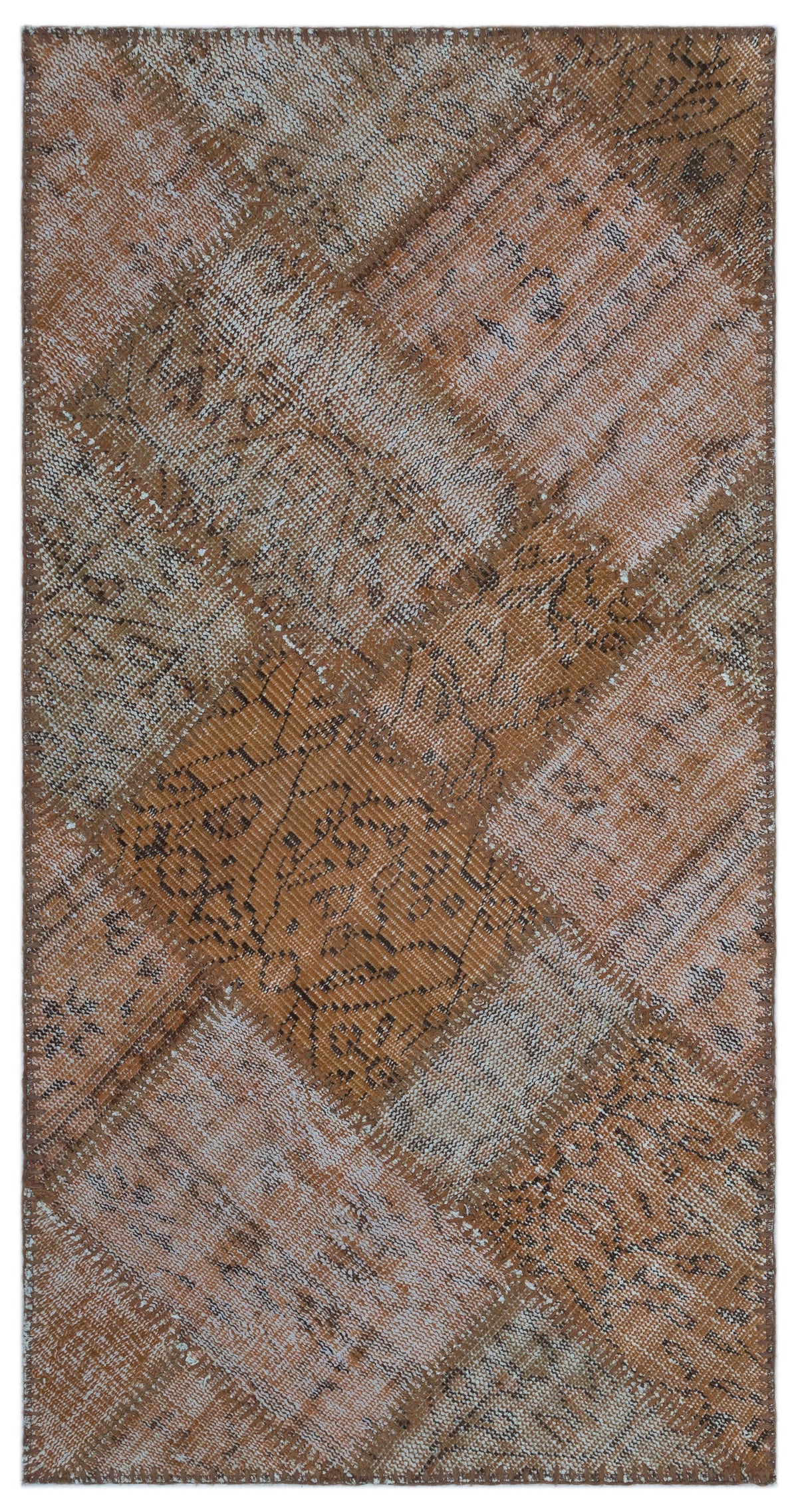 Brown Over Dyed Patchwork Unique Rug 2&#39;7&#39;&#39; x 5&#39;0&#39;&#39; ft 80 x 153 cm