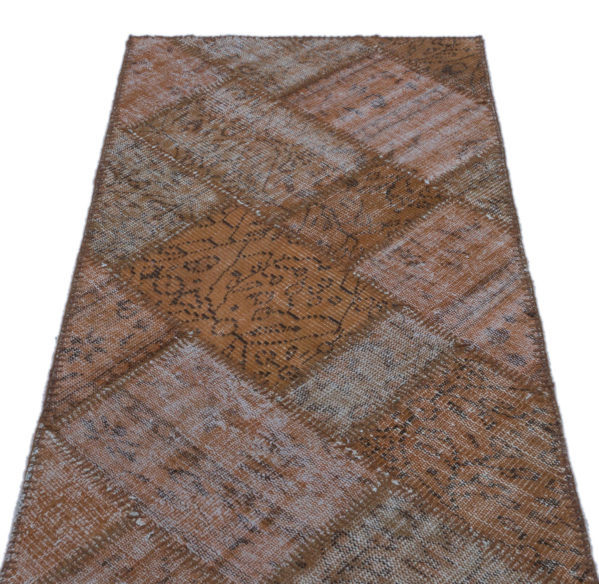Brown Over Dyed Patchwork Unique Rug 2&#39;7&#39;&#39; x 5&#39;0&#39;&#39; ft 80 x 153 cm