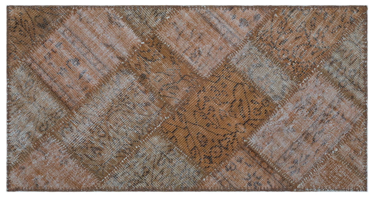 Brown Over Dyed Patchwork Unique Rug 2&#39;7&#39;&#39; x 5&#39;0&#39;&#39; ft 80 x 153 cm
