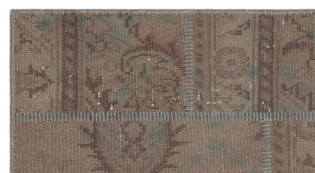 Beige Over Dyed Patchwork Unique Rug 2'7'' x 4'11'' ft 80 x 150 cm