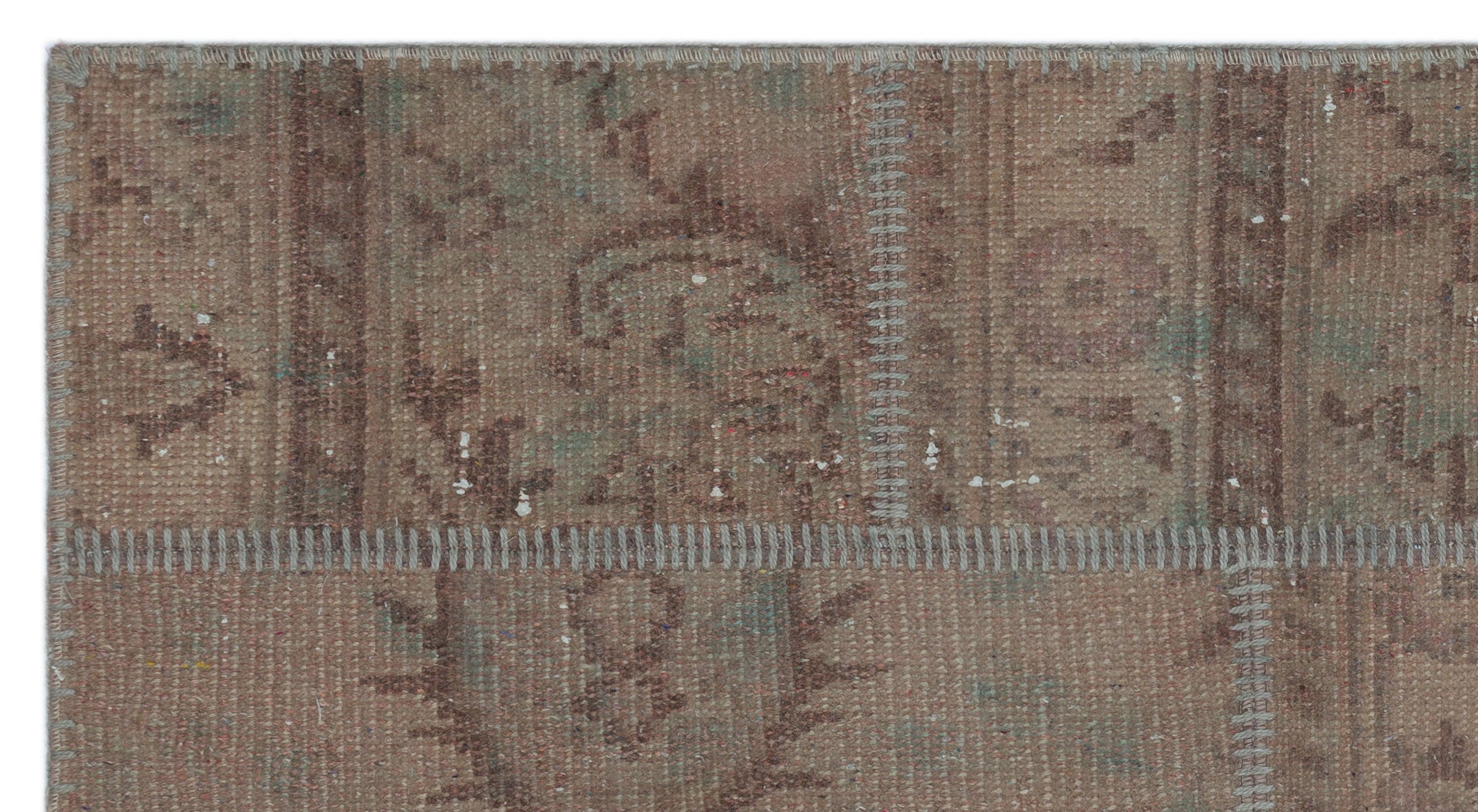 Beige Over Dyed Patchwork Unique Rug 2'7'' x 4'11'' ft 80 x 150 cm