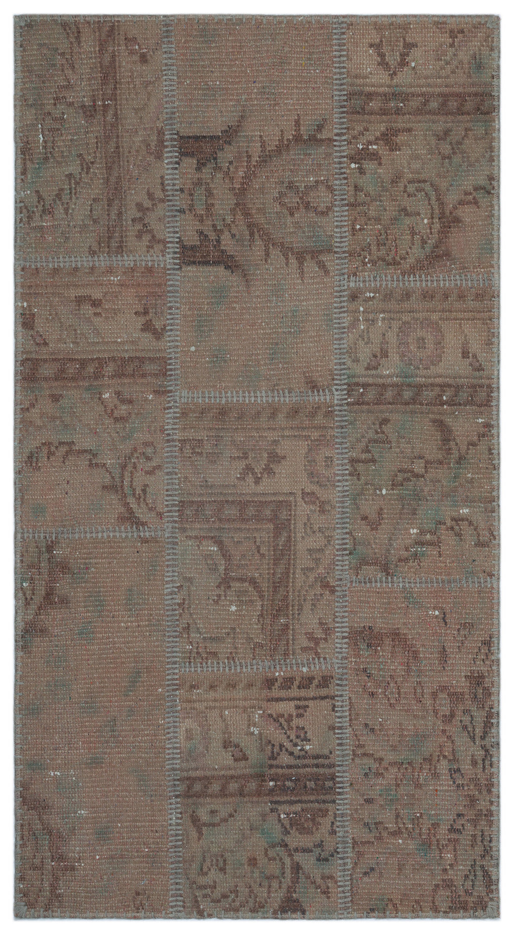 Beige Over Dyed Patchwork Unique Rug 2'7'' x 4'11'' ft 80 x 150 cm