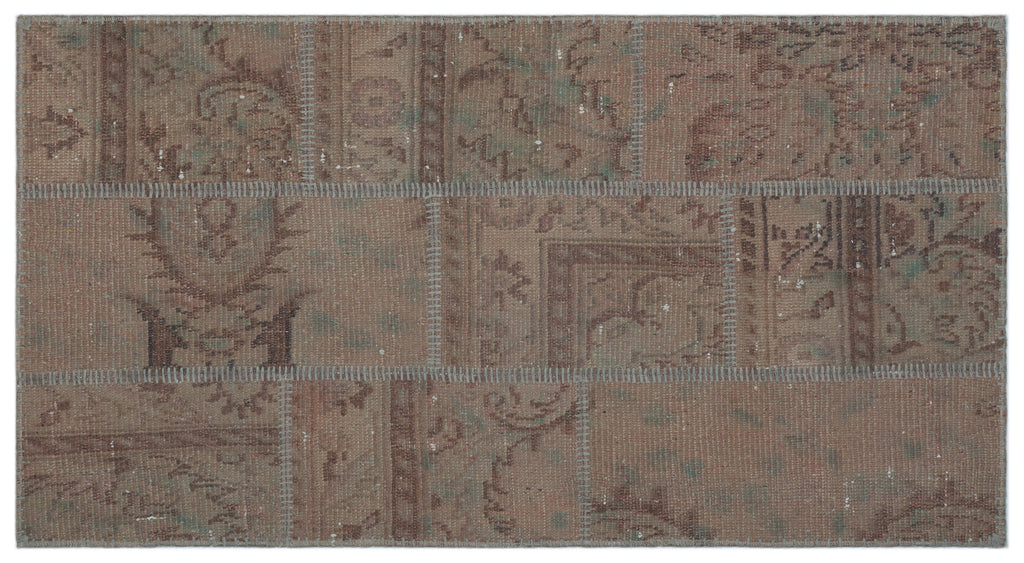 Beige Over Dyed Patchwork Unique Rug 2'7'' x 4'11'' ft 80 x 150 cm