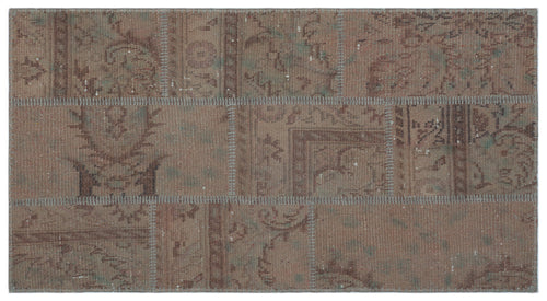 Beige Over Dyed Patchwork Unique Rug 2'7'' x 4'11'' ft 80 x 150 cm