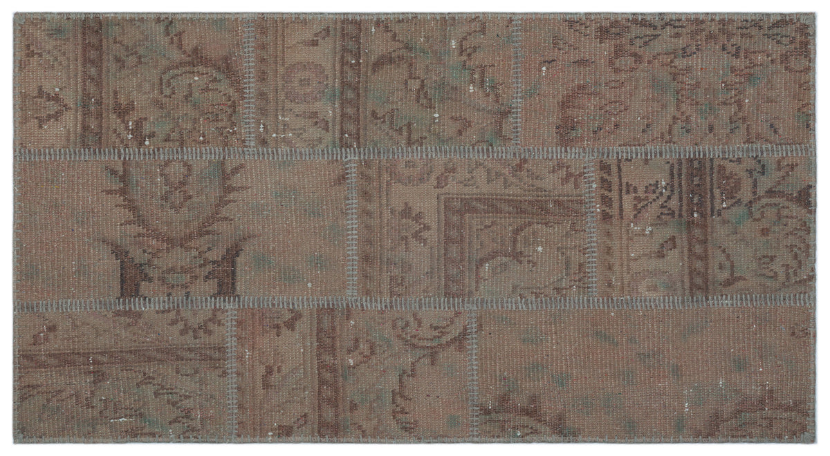 Beige Over Dyed Patchwork Unique Rug 2&#39;7&#39;&#39; x 4&#39;11&#39;&#39; ft 80 x 150 cm