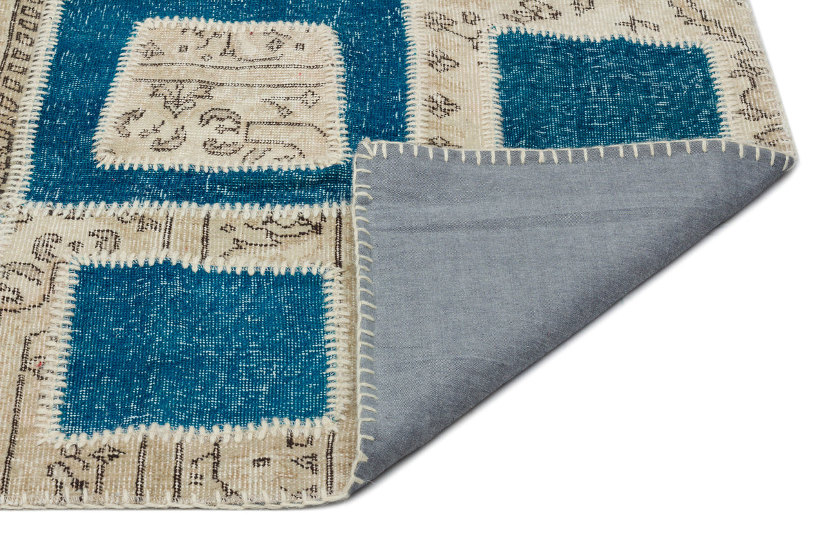 Turquoise  Over Dyed Patchwork Unique Rug 5&#39;3&#39;&#39; x 7&#39;10&#39;&#39; ft 160 x 240 cm
