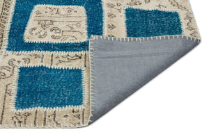 Turquoise  Over Dyed Patchwork Unique Rug 5'3'' x 7'10'' ft 160 x 240 cm
