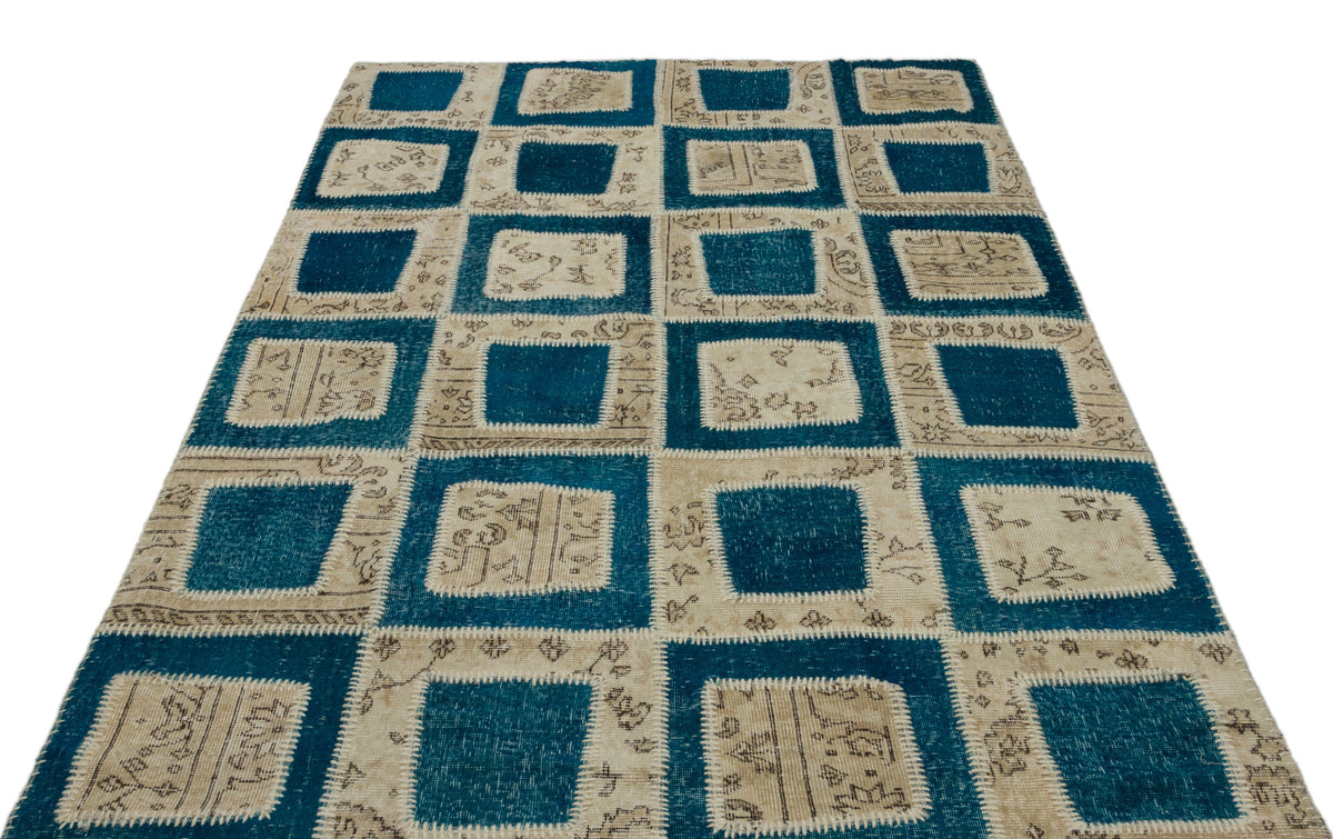Turquoise  Over Dyed Patchwork Unique Rug 5&#39;3&#39;&#39; x 7&#39;10&#39;&#39; ft 160 x 240 cm