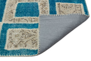 Turquoise  Over Dyed Patchwork Unique Rug 5'3'' x 7'11'' ft 160 x 241 cm