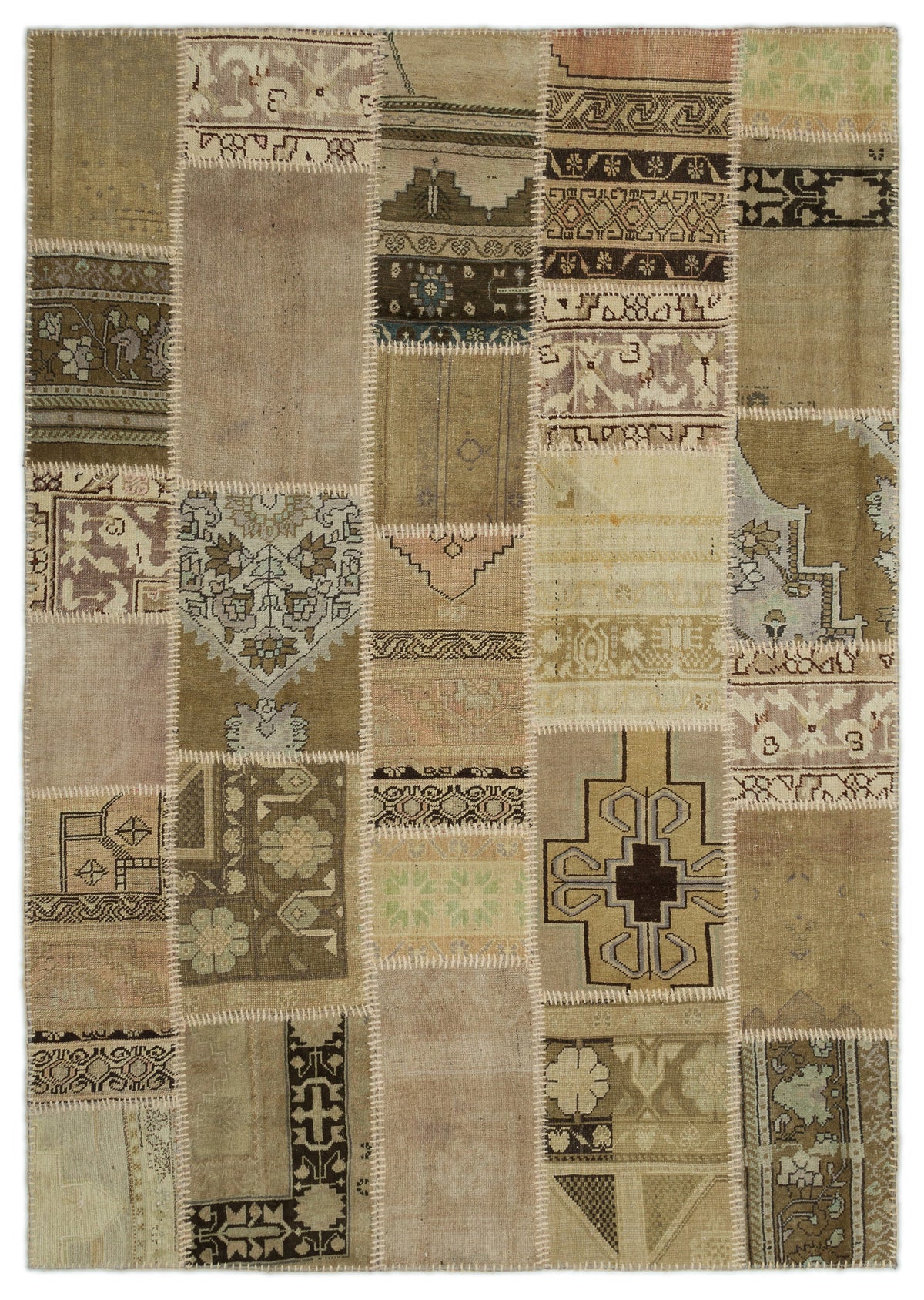 Anatolia Over Dyed Patchwork Unique Rug 5&#39;3&#39;&#39; x 7&#39;7&#39;&#39; ft 160 x 230 cm