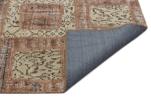Brown Over Dyed Patchwork Unique Rug 5'3'' x 7'11'' ft 160 x 242 cm