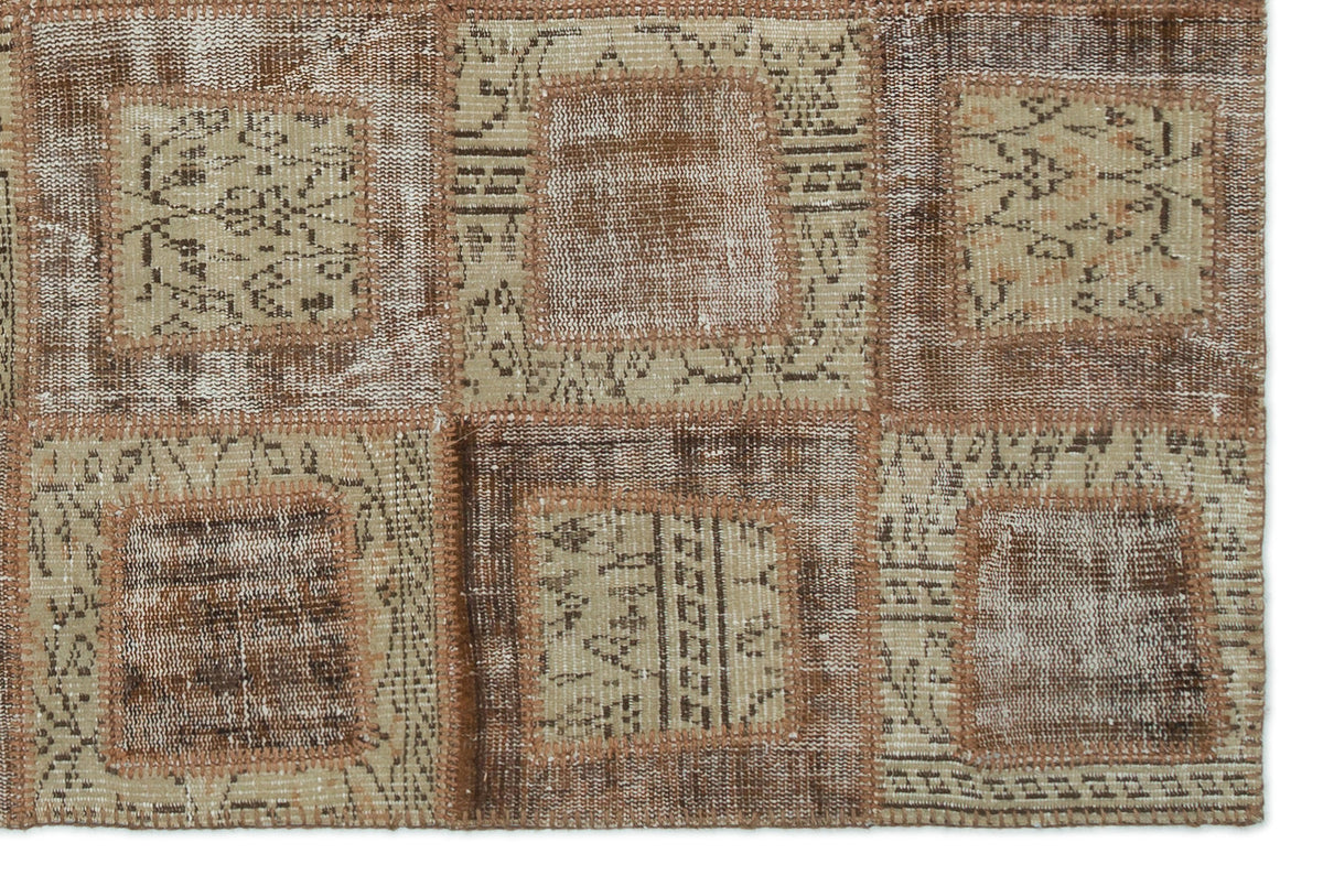 Brown Over Dyed Patchwork Unique Rug 5&#39;3&#39;&#39; x 7&#39;11&#39;&#39; ft 160 x 242 cm