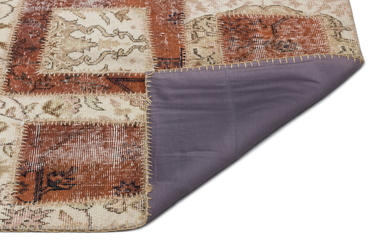 Beige Over Dyed Patchwork Unique Rug 5&#39;3&#39;&#39; x 7&#39;11&#39;&#39; ft 160 x 242 cm