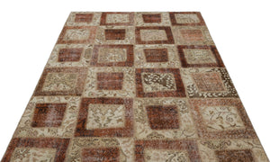 Beige Over Dyed Patchwork Unique Rug 5'3'' x 7'11'' ft 160 x 242 cm