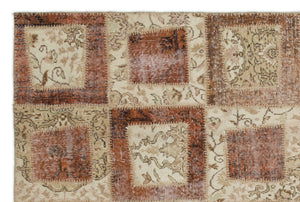 Beige Over Dyed Patchwork Unique Rug 5'3'' x 7'11'' ft 160 x 242 cm