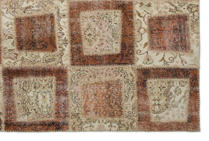 Beige Over Dyed Patchwork Unique Rug 5'3'' x 7'11'' ft 160 x 242 cm