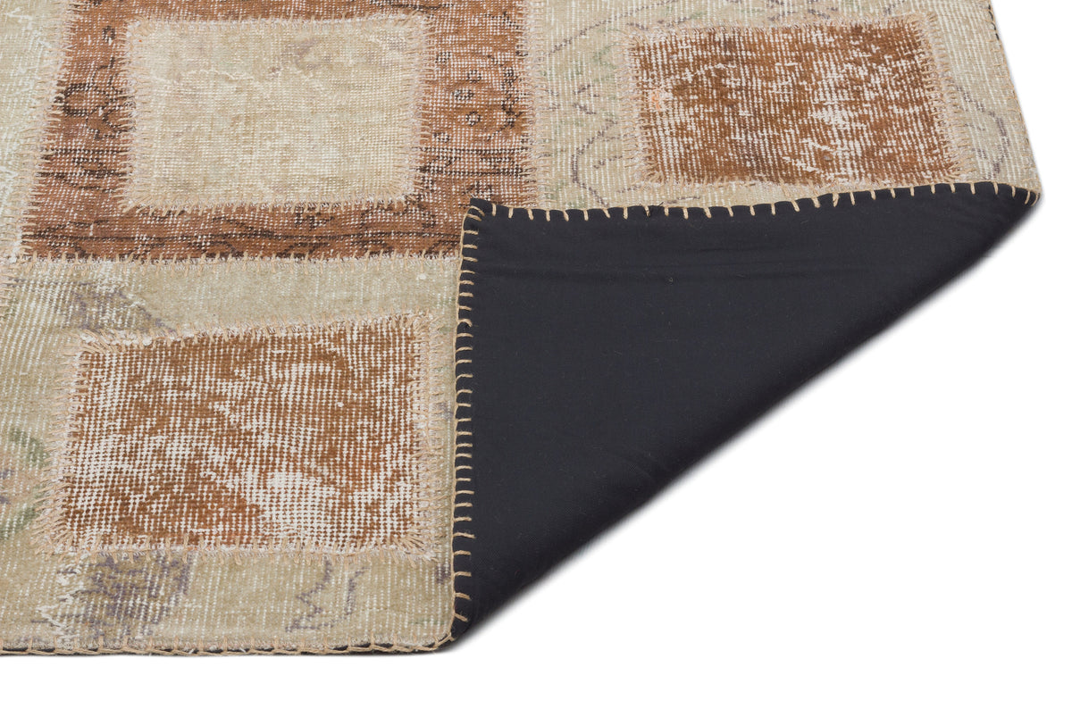 Beige Over Dyed Patchwork Unique Rug 5&#39;3&#39;&#39; x 7&#39;11&#39;&#39; ft 160 x 241 cm