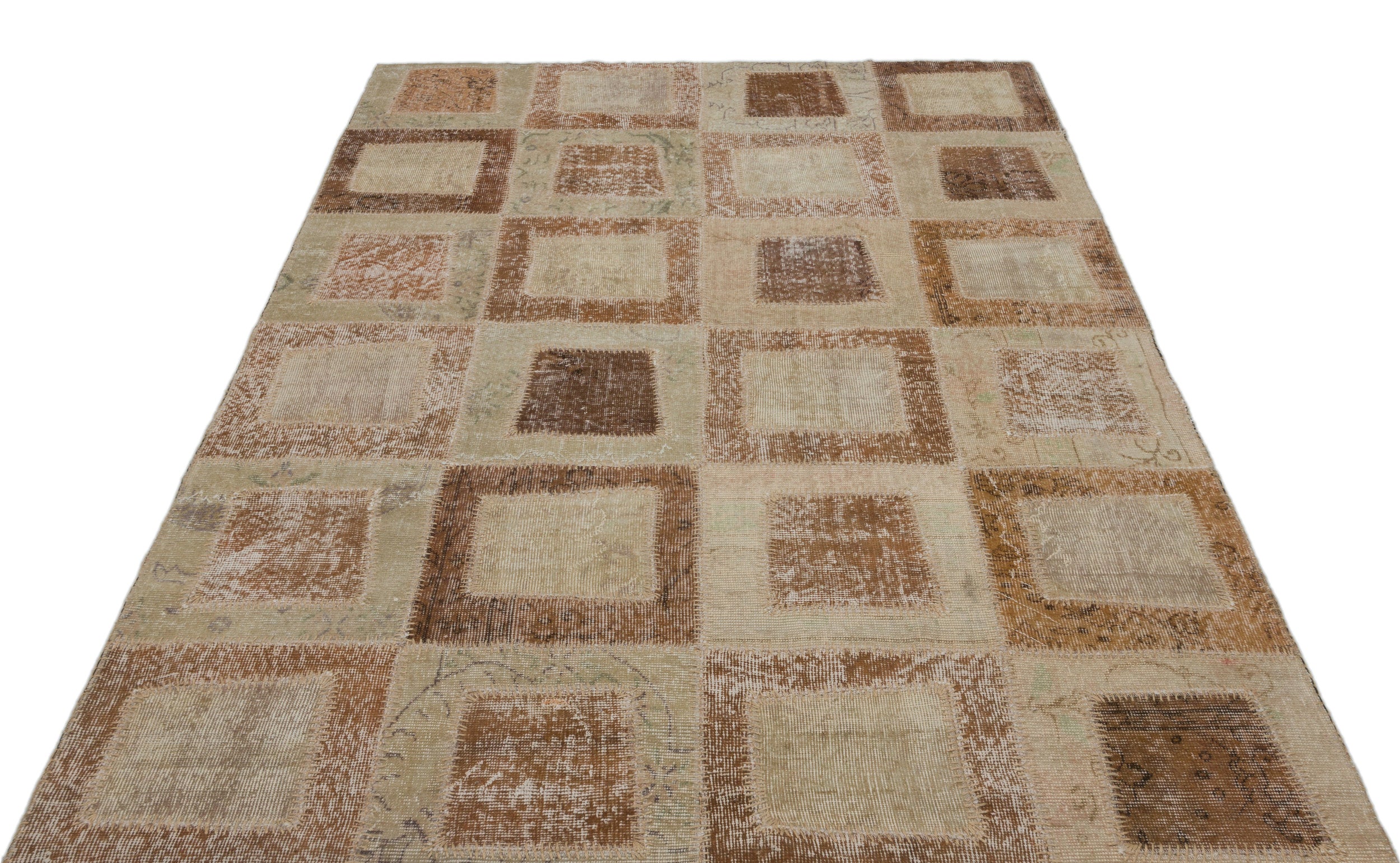 Beige Over Dyed Patchwork Unique Rug 5'3'' x 7'11'' ft 160 x 241 cm