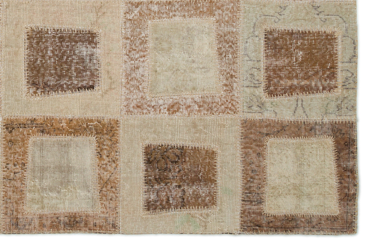 Beige Over Dyed Patchwork Unique Rug 5&#39;3&#39;&#39; x 7&#39;11&#39;&#39; ft 160 x 241 cm