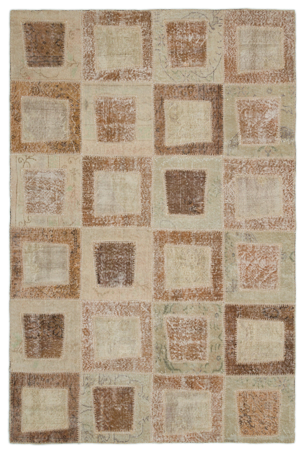 Beige Over Dyed Patchwork Unique Rug 5'3'' x 7'11'' ft 160 x 241 cm