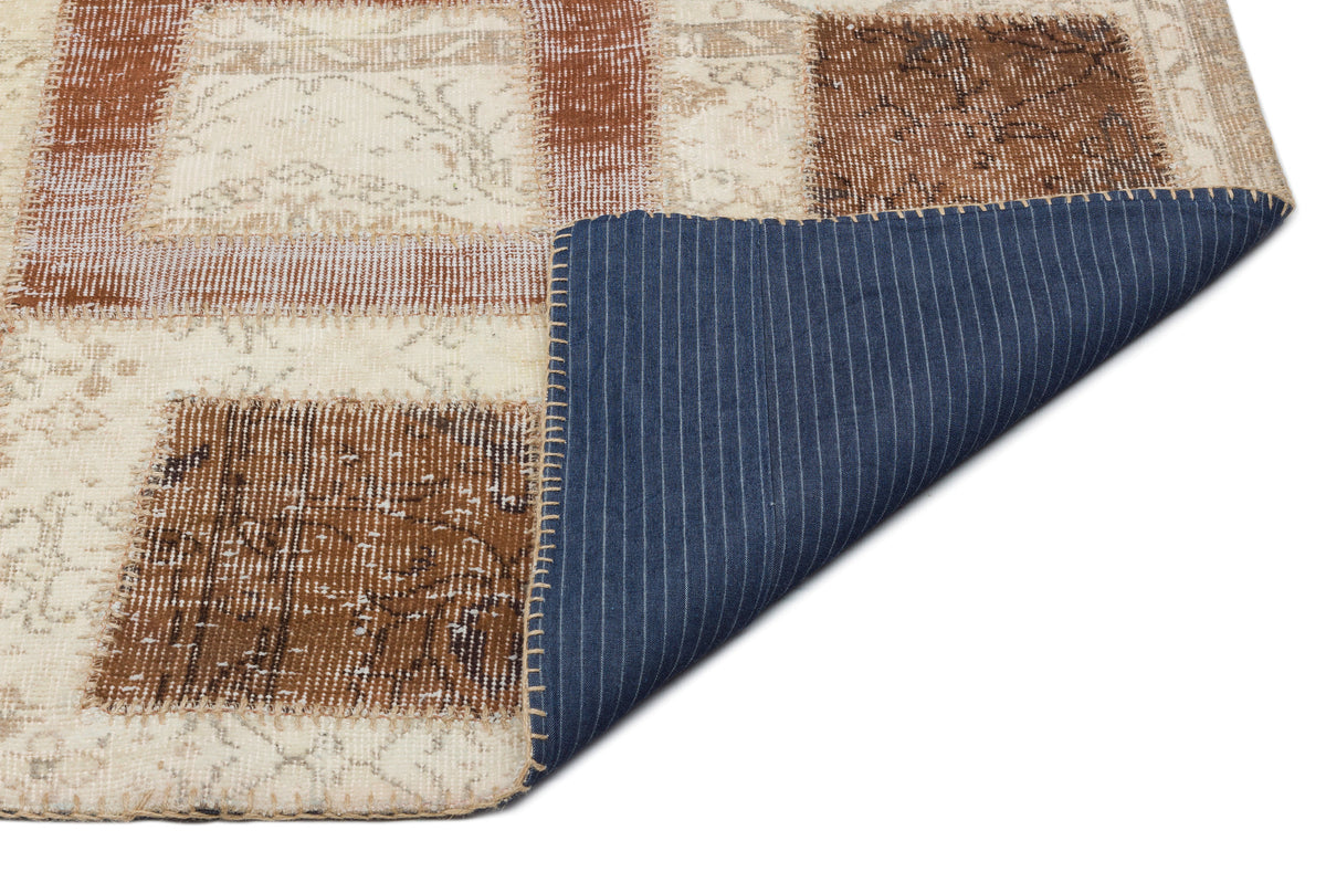 Beige Over Dyed Patchwork Unique Rug 5&#39;3&#39;&#39; x 7&#39;11&#39;&#39; ft 160 x 242 cm