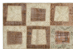 Beige Over Dyed Patchwork Unique Rug 5'3'' x 7'11'' ft 160 x 242 cm