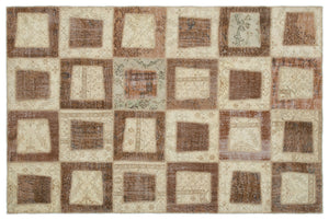 Beige Over Dyed Patchwork Unique Rug 5'3'' x 7'11'' ft 160 x 242 cm