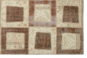 Beige Over Dyed Patchwork Unique Rug 5'3'' x 7'11'' ft 160 x 242 cm