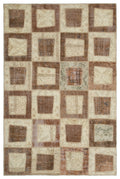 Beige Over Dyed Patchwork Unique Rug 5'3'' x 7'11'' ft 160 x 242 cm