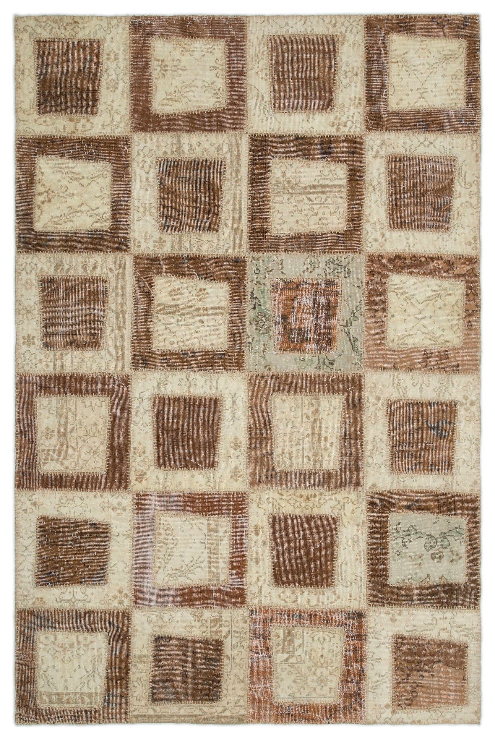 Beige Over Dyed Patchwork Unique Rug 5'3'' x 7'11'' ft 160 x 242 cm