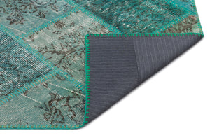 Green Over Dyed Patchwork Unique Rug 5'4'' x 7'7'' ft 162 x 231 cm