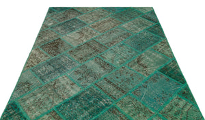 Green Over Dyed Patchwork Unique Rug 5'4'' x 7'7'' ft 162 x 231 cm